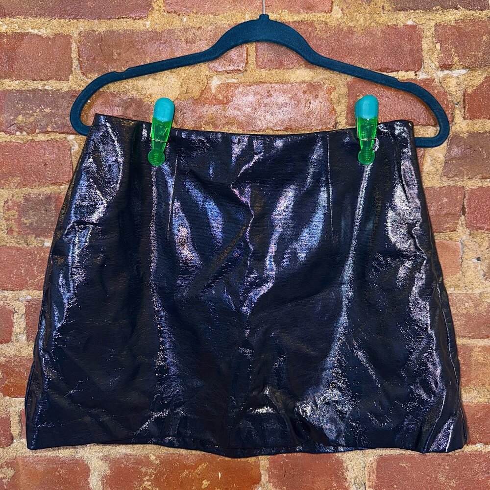 Navy Pleather Mini Skirt